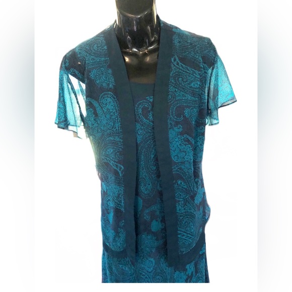 Studio One 2 Piece Dress Teal 10 - Picture 6 of 6